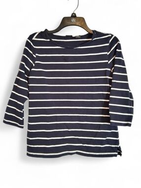 NorthCrest Navy & White Striped 3/4 Sleeve Top - Size Large